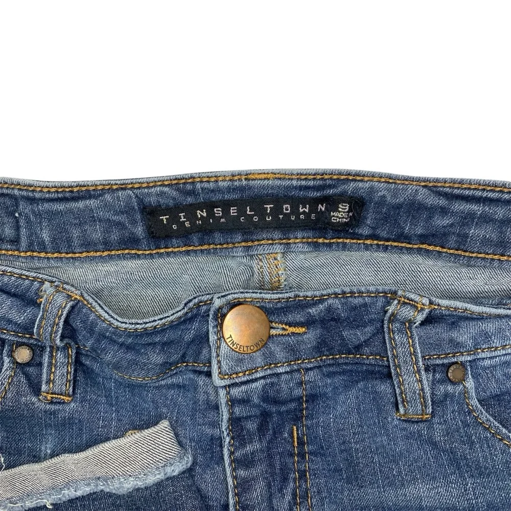 Tinseltown Distressed High Waist‎ Cuffed Denim Shorts Sz 9